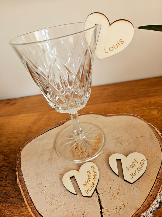 Marque place en bois Coeur