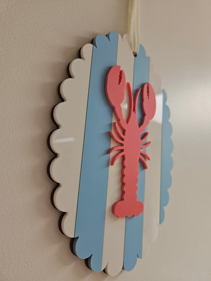 Cadre feston "LE HOMARD" - Bleu & blanc