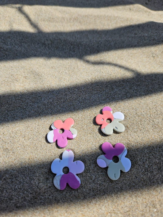 Pampilles interchangeables - par 2-  GEORGETTE - ARLEQUIN ROSE