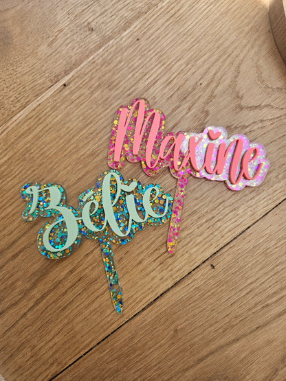 Cake topper PRÉNOM personnalisé / déco anniversaire baptême mariage communion / déco fille