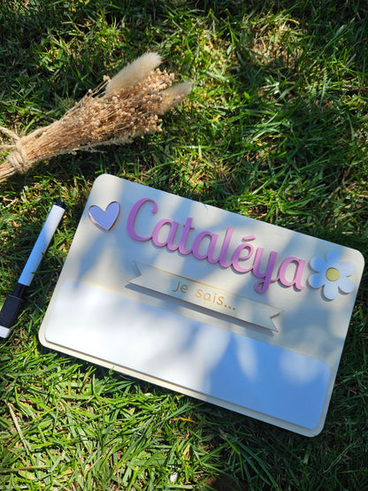 Pancarte rentrée des classes - prénom couleur - effaçable - durable