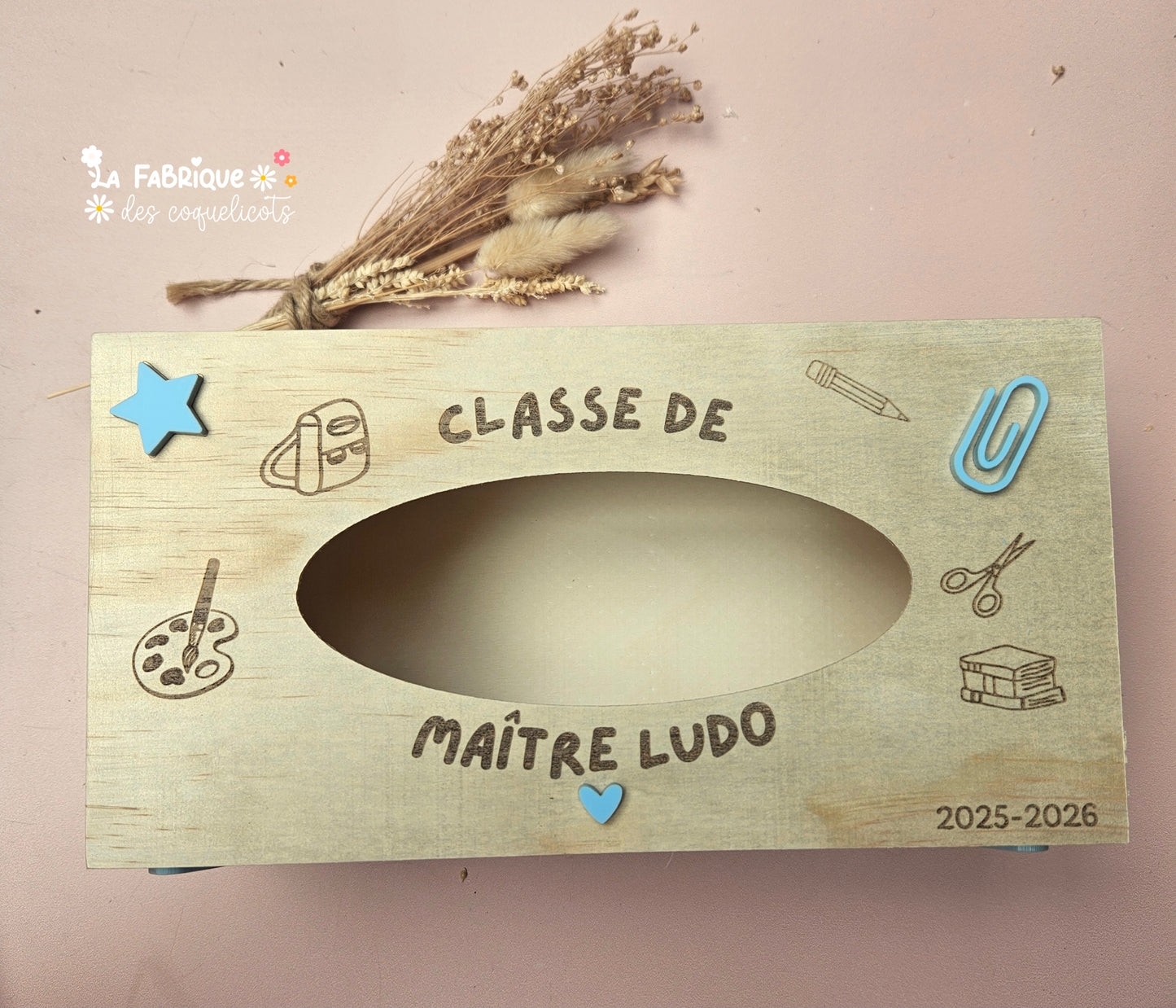 Boite à mouchoirs personnalisée Cadeau Maîtresse atsem nounou