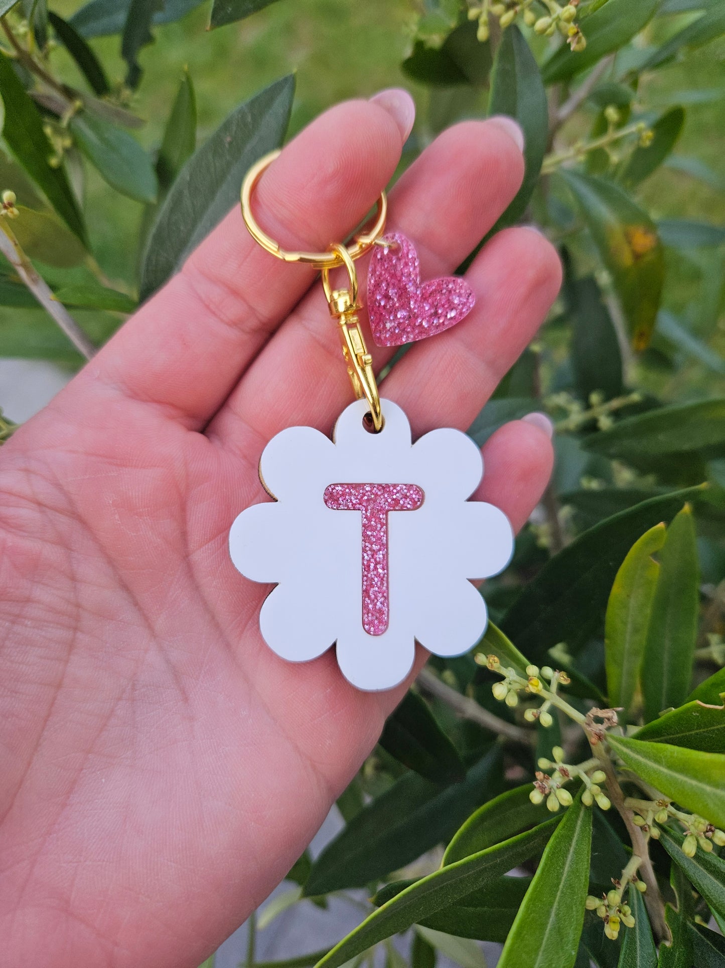 Porte clé bois ET PLEXI MARGEURITE COEUR / maman mamie maîtresse atsem cadeau femme