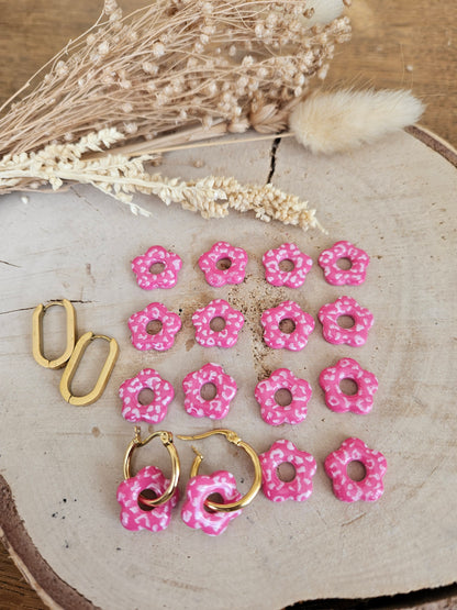 Pampilles interchangeables - par 2 - mini ZELIE -  LEOPARD FRAMBOISE BLANCHE