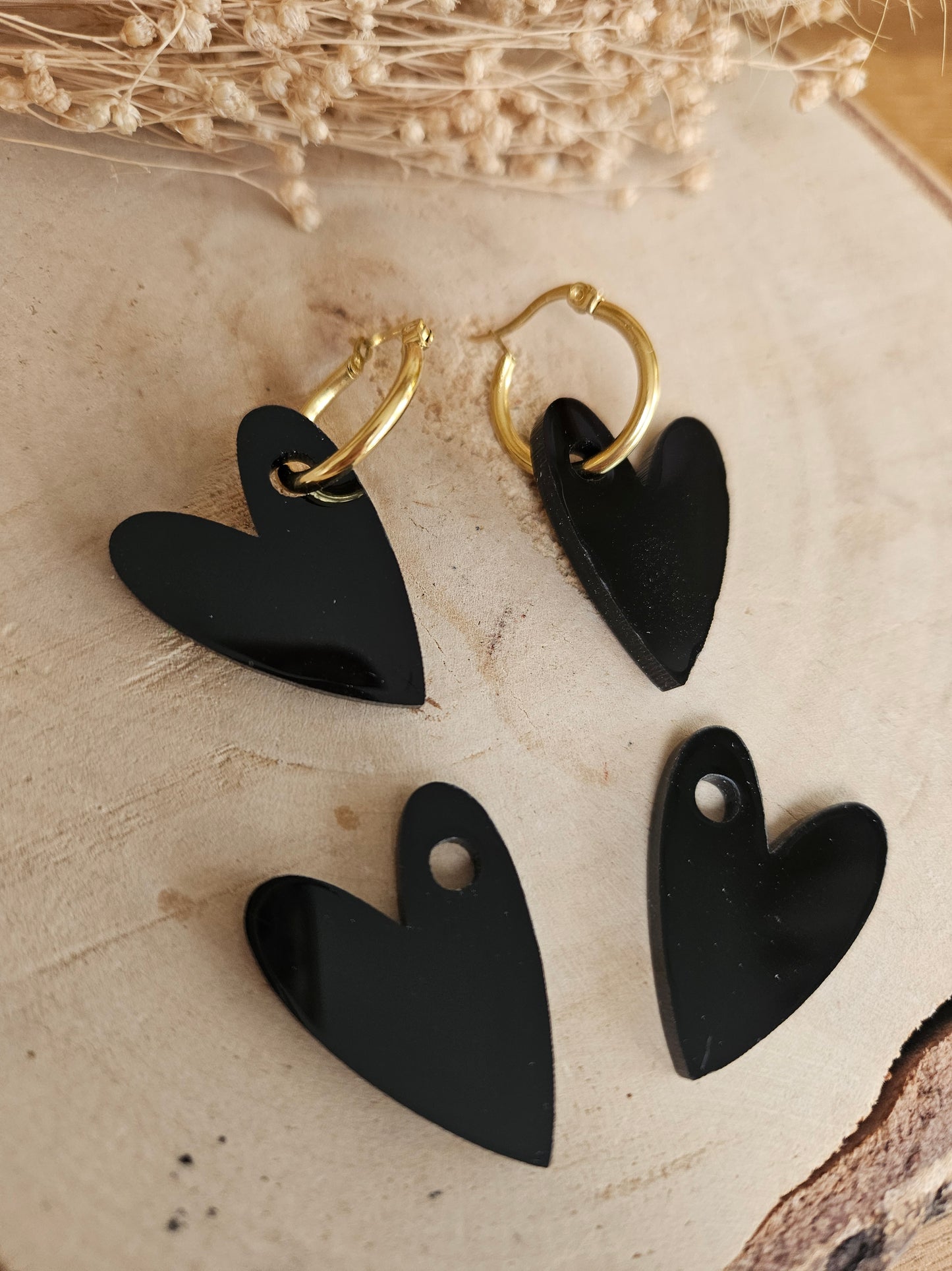 Pampilles interchangeables - par 2 - AMBRE - noir